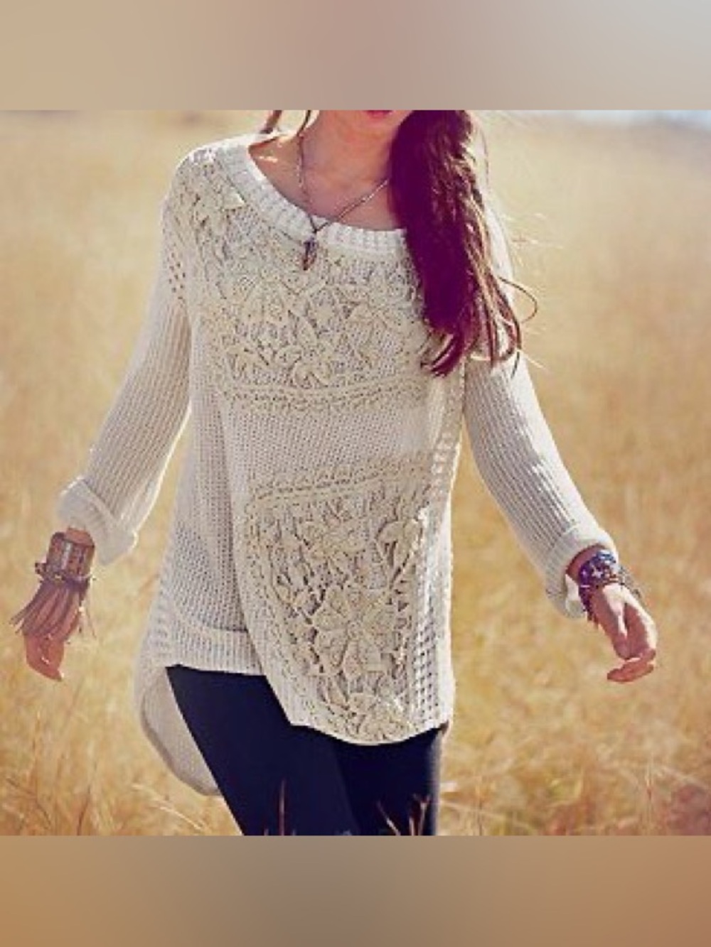 Free People New Romantics Crochet Knit Top *as is*